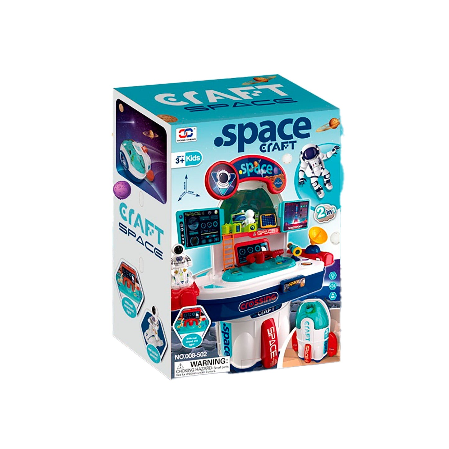 OLEOCA Children's 2 in 1 Playset Rocket Spacecraft Shuttle with Astronaut, Light and Sound