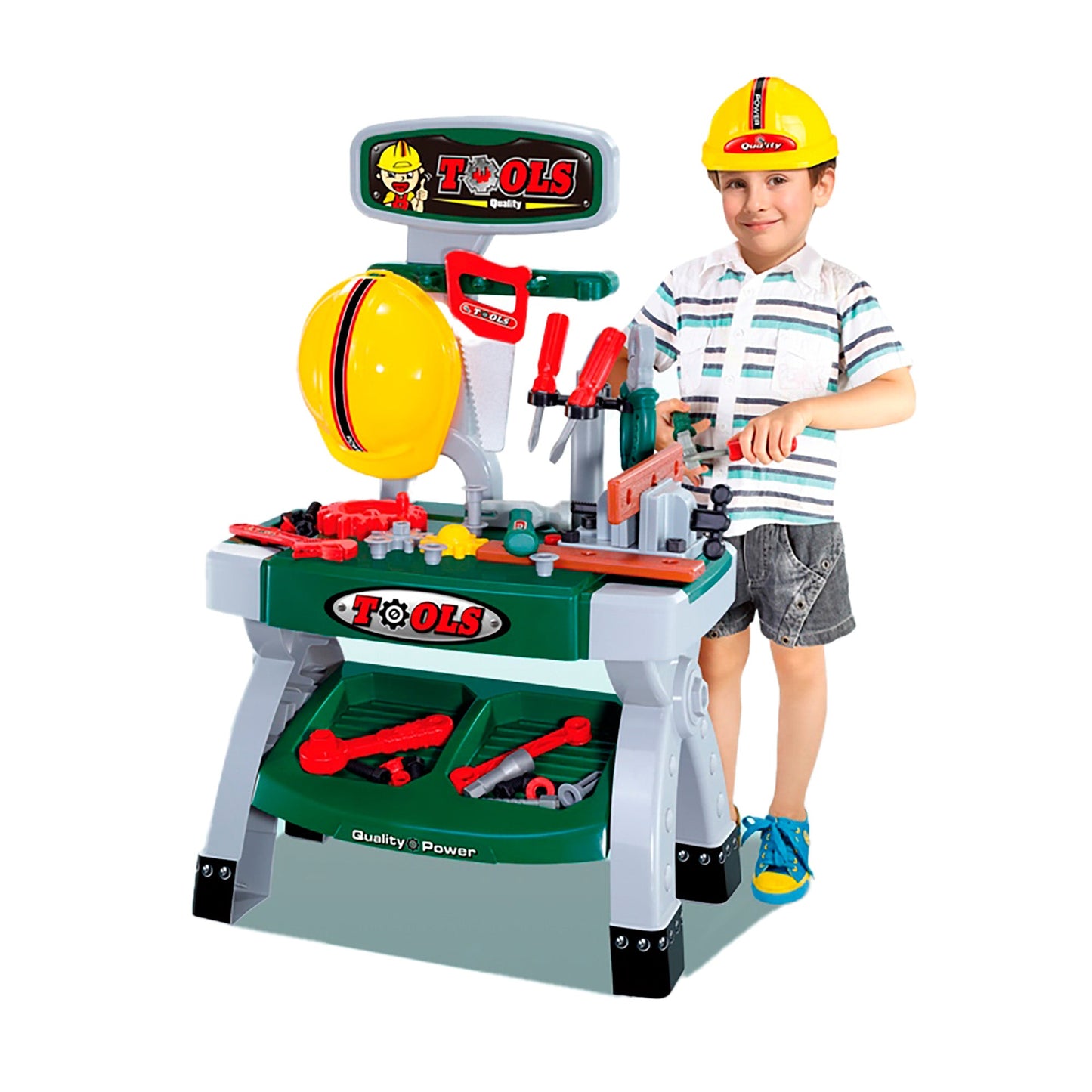 OLEOCA Children's Workbench Construction Playset - Toy Tool Bench for Kids Ages 3-6 Years Old