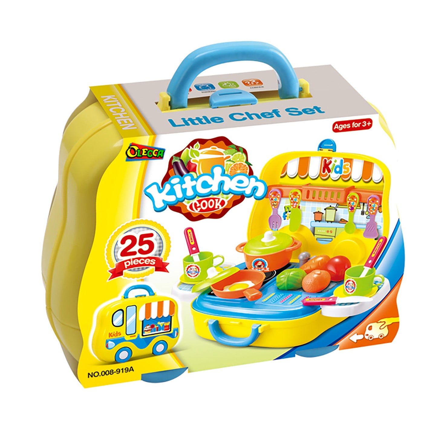 OLEOCA Children's Portable Mini-Kitchen Suitcase Playset - Toy Cookware