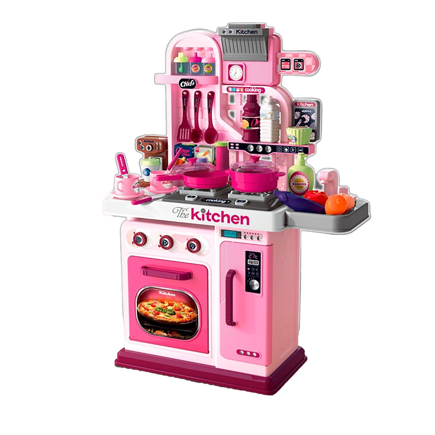 OLEOCA Children's Kitchen Playset - Cooking Stove, Play Sink, Oven, Kitchen Accessories with Realistic Lights and Sound