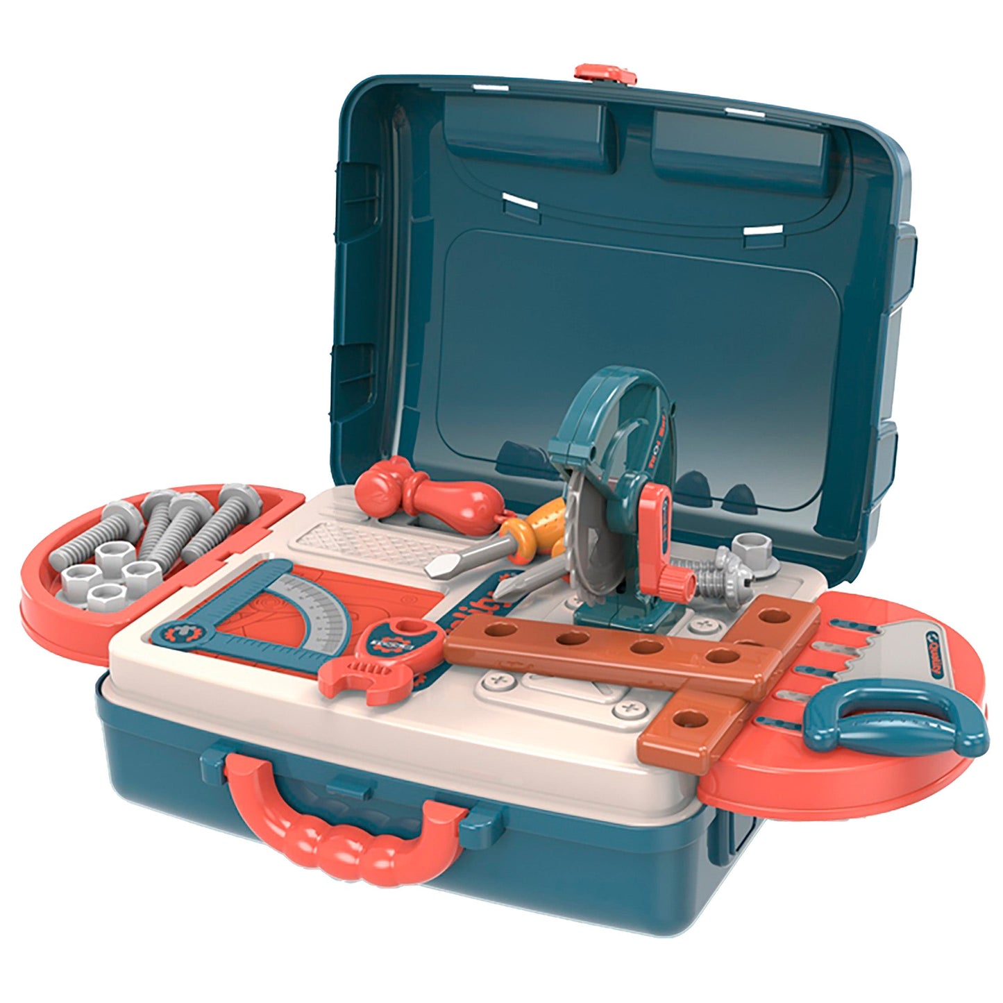 OLEOCA Children's 3 in 1 Portable Workbench Construction Suitcase Playset - Toy Tools, for Boys