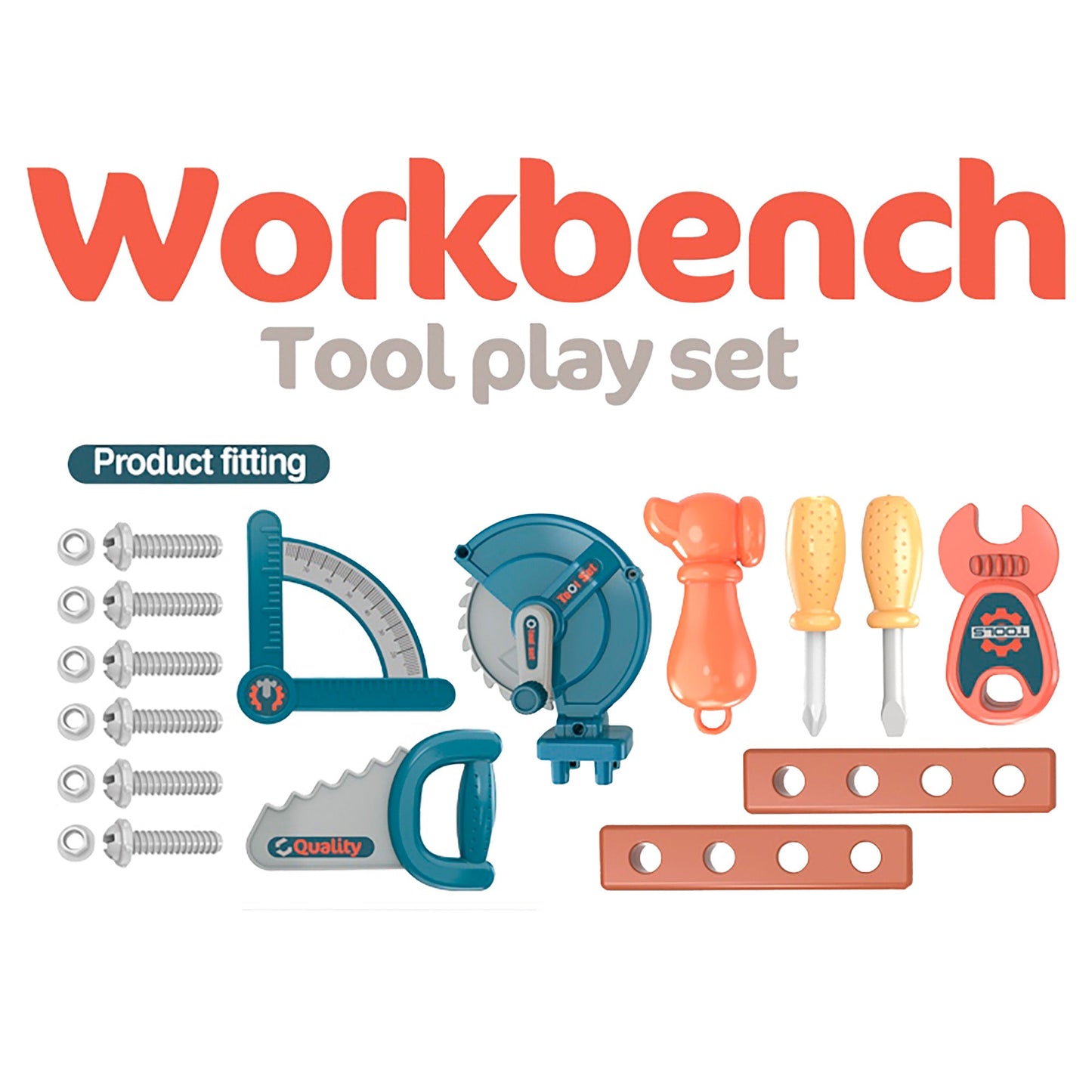 OLEOCA Children's 3 in 1 Portable Workbench Construction Suitcase Playset - Toy Tools, for Boys