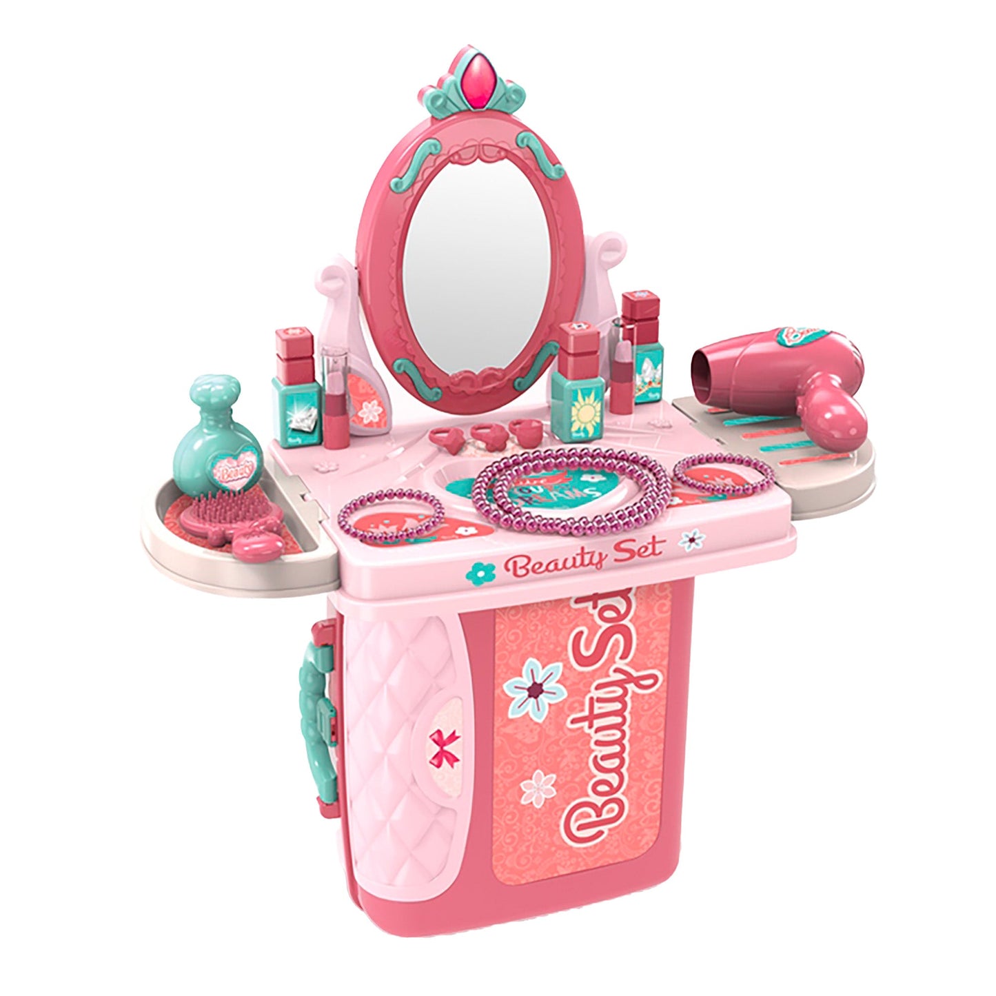OLEOCA Children's 3 in 1 Portable Dressing Suitcase Playset - Vanity Makeup Table