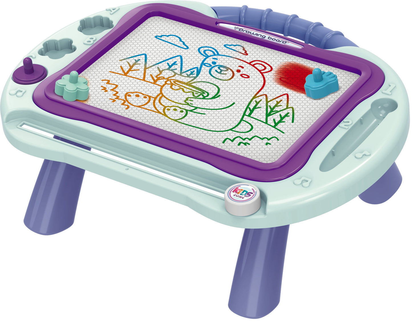 OLEOCA Children's 2 in 1 Magnetic Drawing Doodle Board-Table With Pen and Templates, For Girls