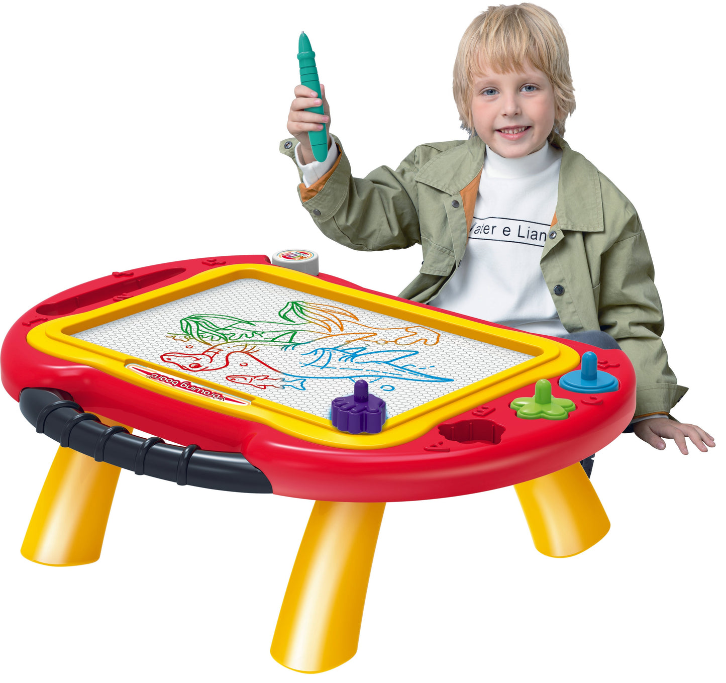 OLEOCA Children's 2 in 1 Magnetic Drawing Doodle Board-Table With Pen and Templates, For Boys