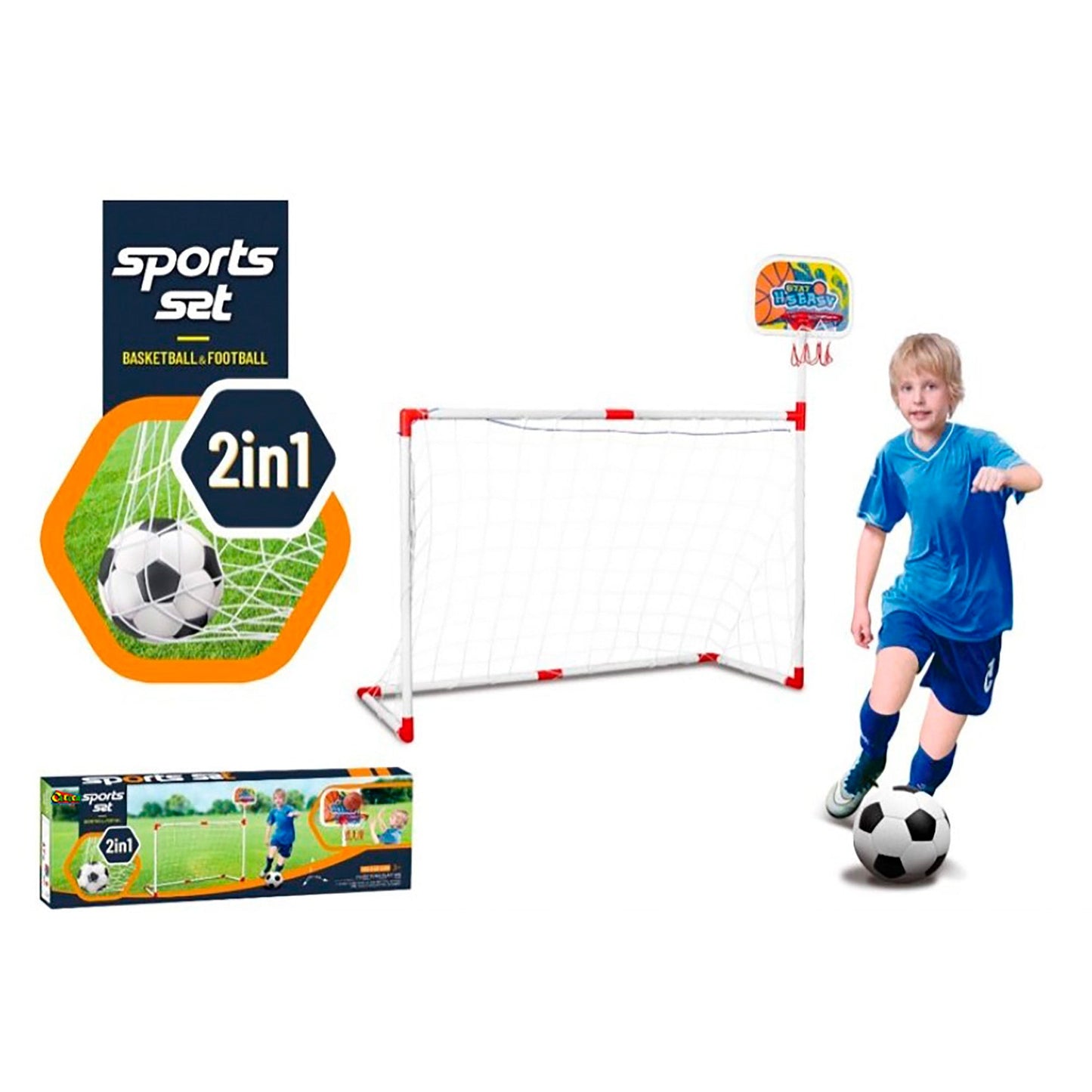 OLEOCA Children's 2 in 1 Soccer and Basketball Goal Set, Indoor and Outdoor