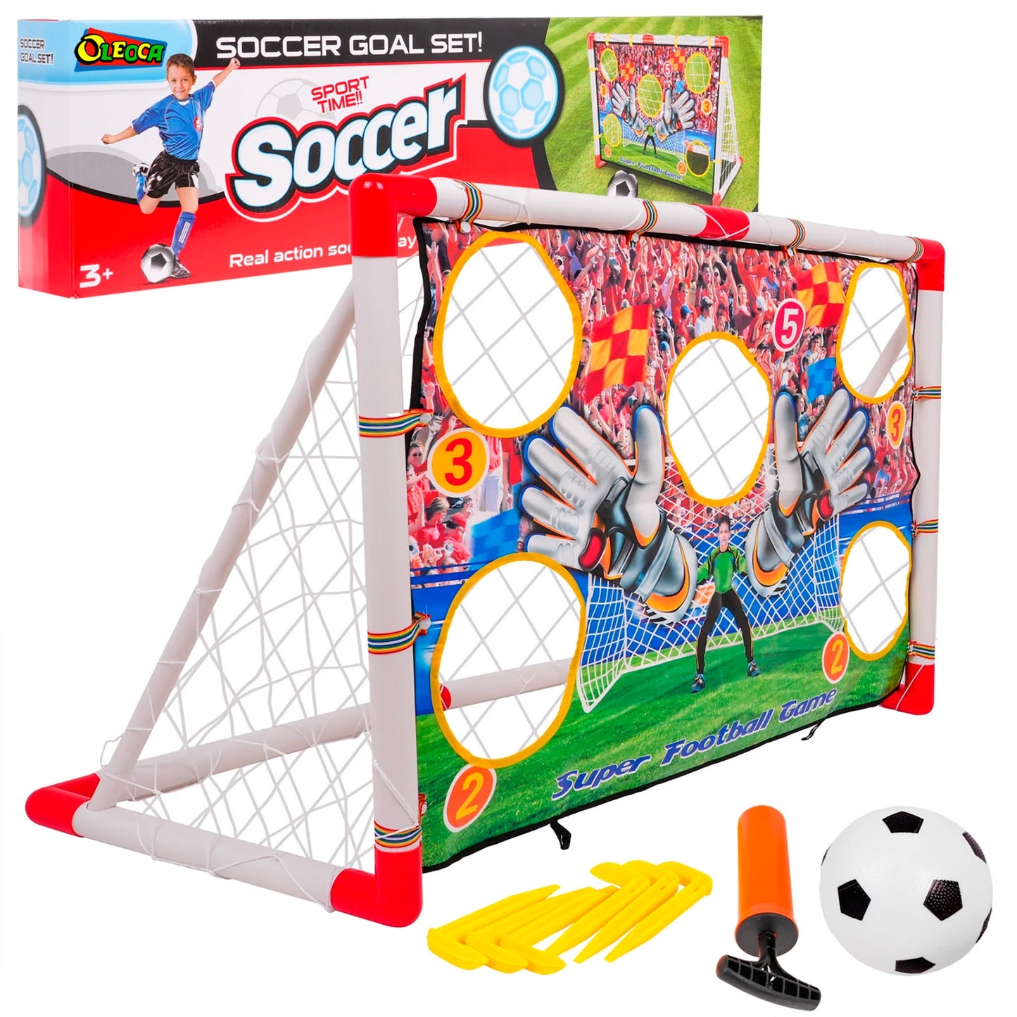 OLEOCA Children's Soccer Goal Set With Aiming Mat, Indoor and Outdoor