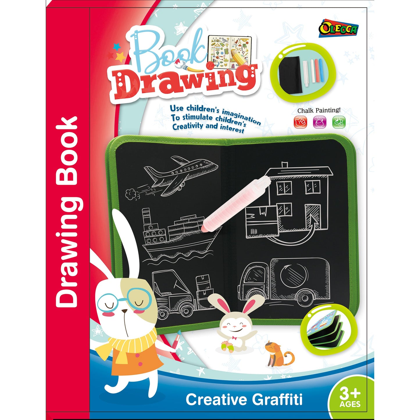 OLEOCA Children's Chalk Drawing Book - Portable Drawing Board