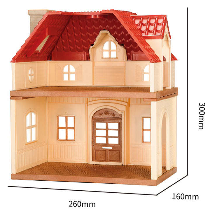 OLEOCA Family Children's Dining Room Villa Dollhouse Playset with Miniature Doll Figure, Furniture and Utensils included