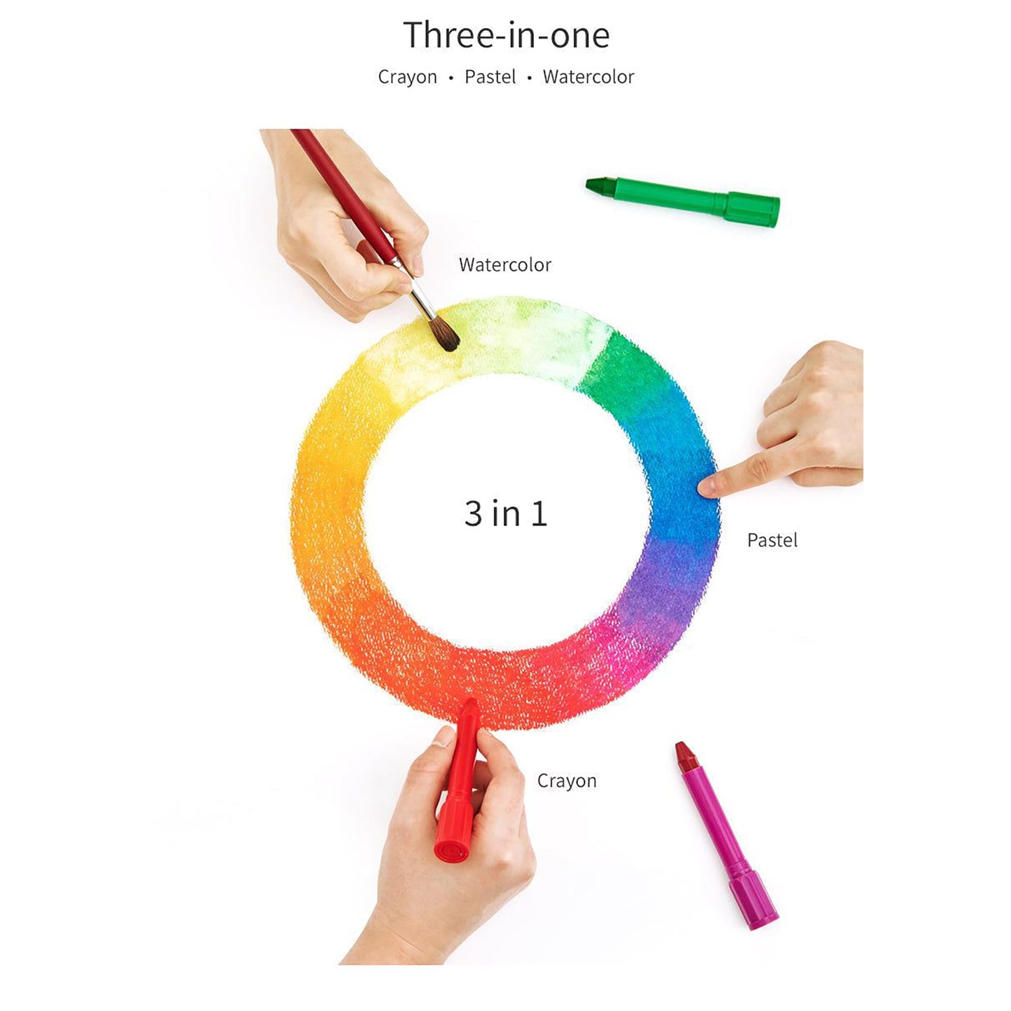AMOS Korea COLORIX 3 in 1 Silky Crayons, Twistable, Washable, Smooth, Safe and Non-toxic, 12 colors in Plastic case
