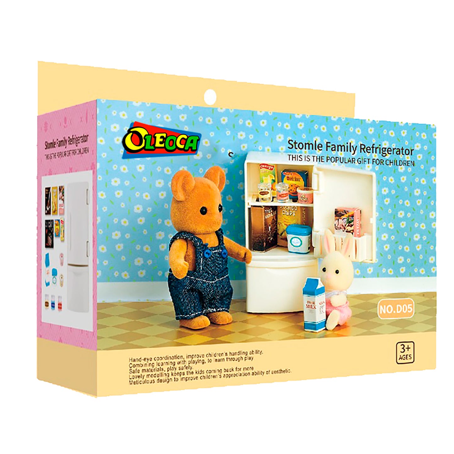 OLEOCA Family Children's Refrigerator Dollhouse Playset with Accessories included