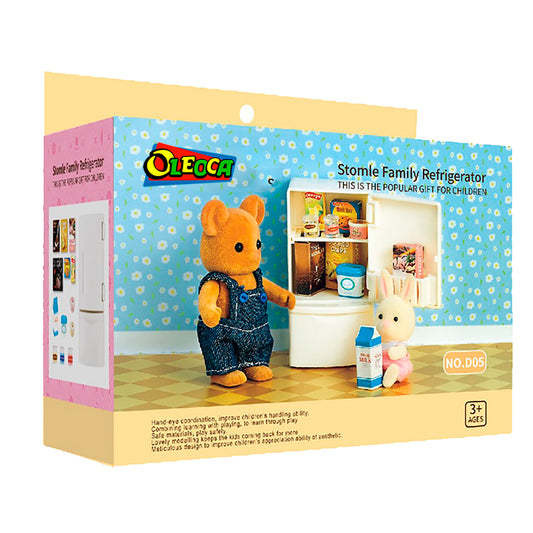 OLEOCA Family Children's Refrigerator Dollhouse Playset with Accessories included