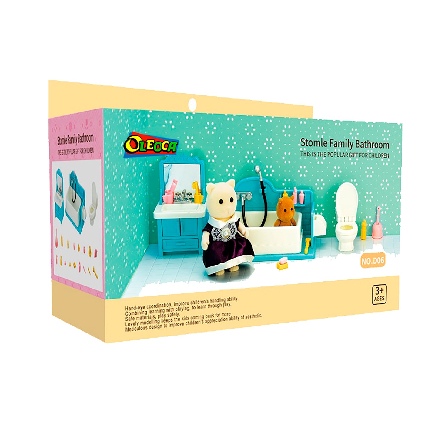 OLEOCA Family Children's Bathroom Dollhouse Playset with Accessories included