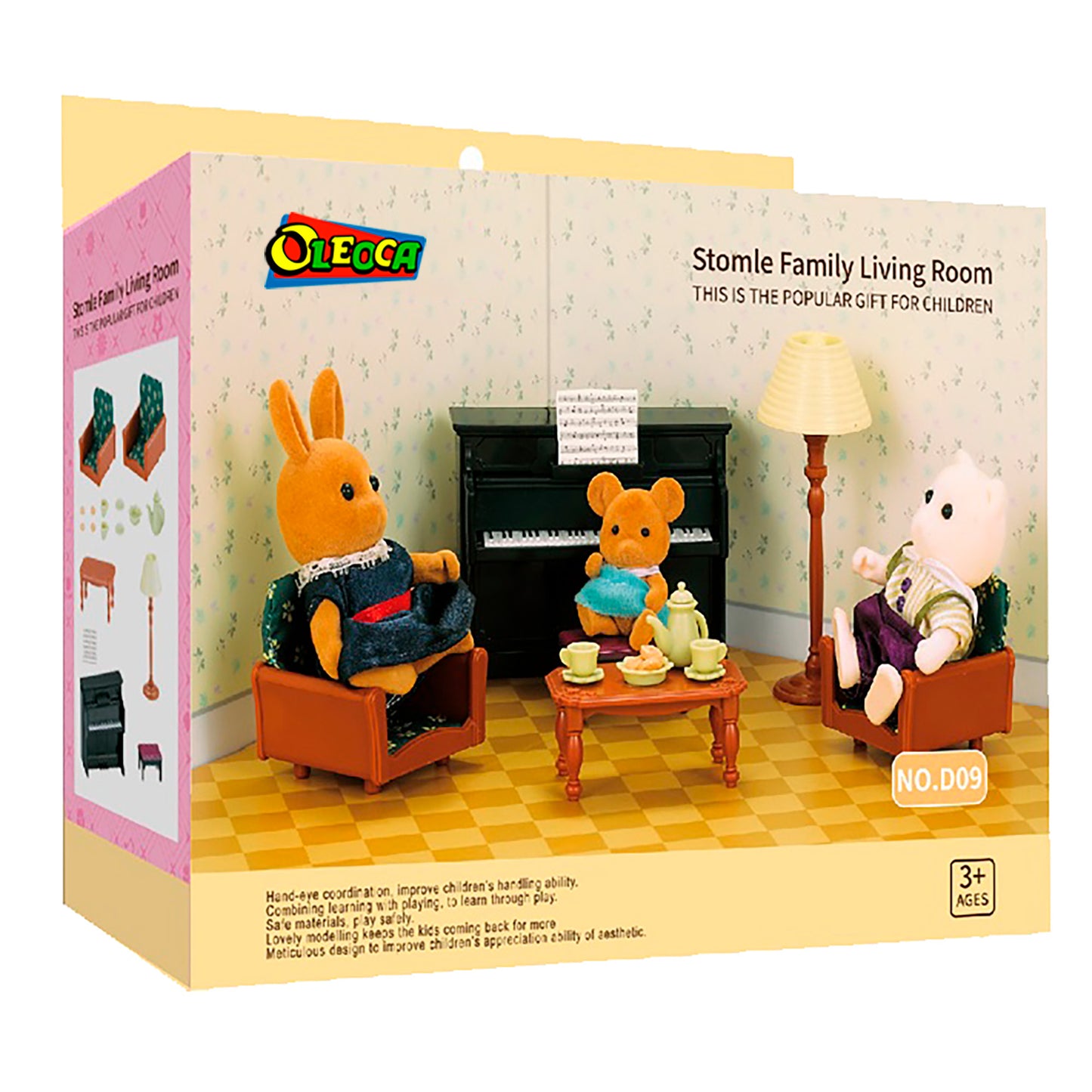 OLEOCA Family Children's Dining Room Dollhouse Playset with Furniture and Accessories included