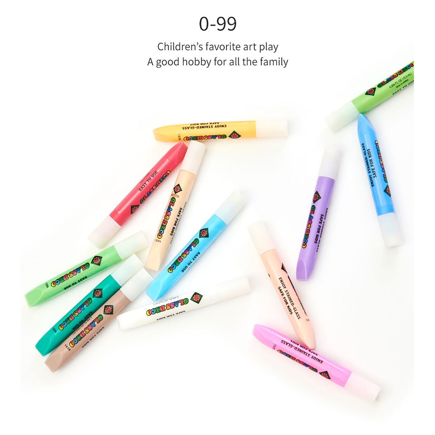 AMOS Korea GLASS DECO MOBILE KIT Window Art and Craft, Stained Glass Paiting 10 Colors, 9 Suncatchers DIY kit