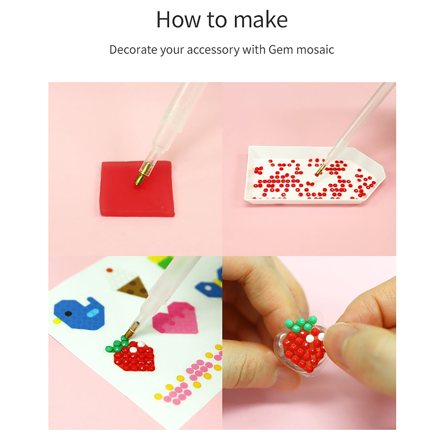 AMOS Korea GEM MOSAIC Jewelry Art Set - Gemmed Braslets, Rings and Art Deco DIY kit for Girls