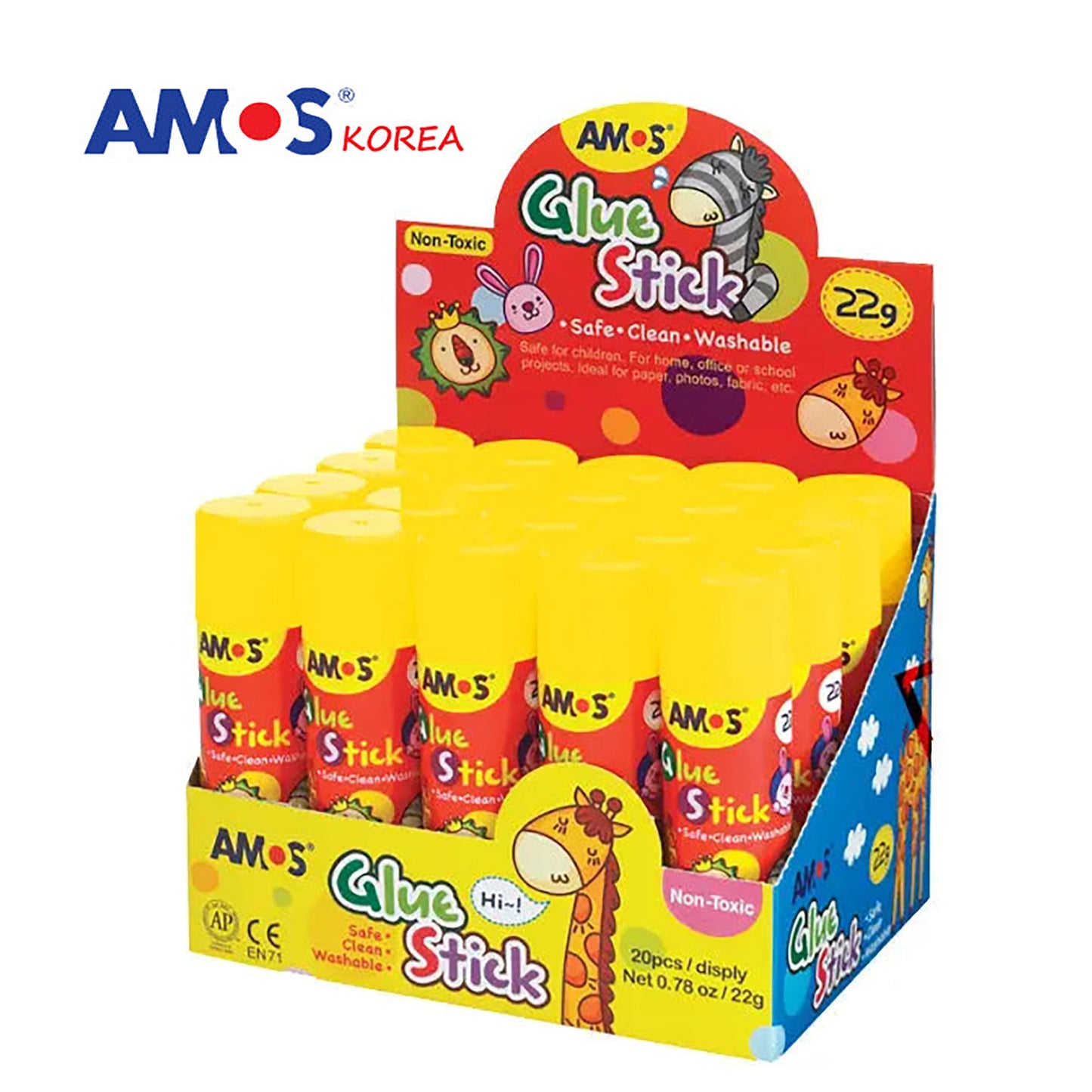 Glue Stick by Amos with Non-Toxic Formula & Easy Screw Cap OleocaToys