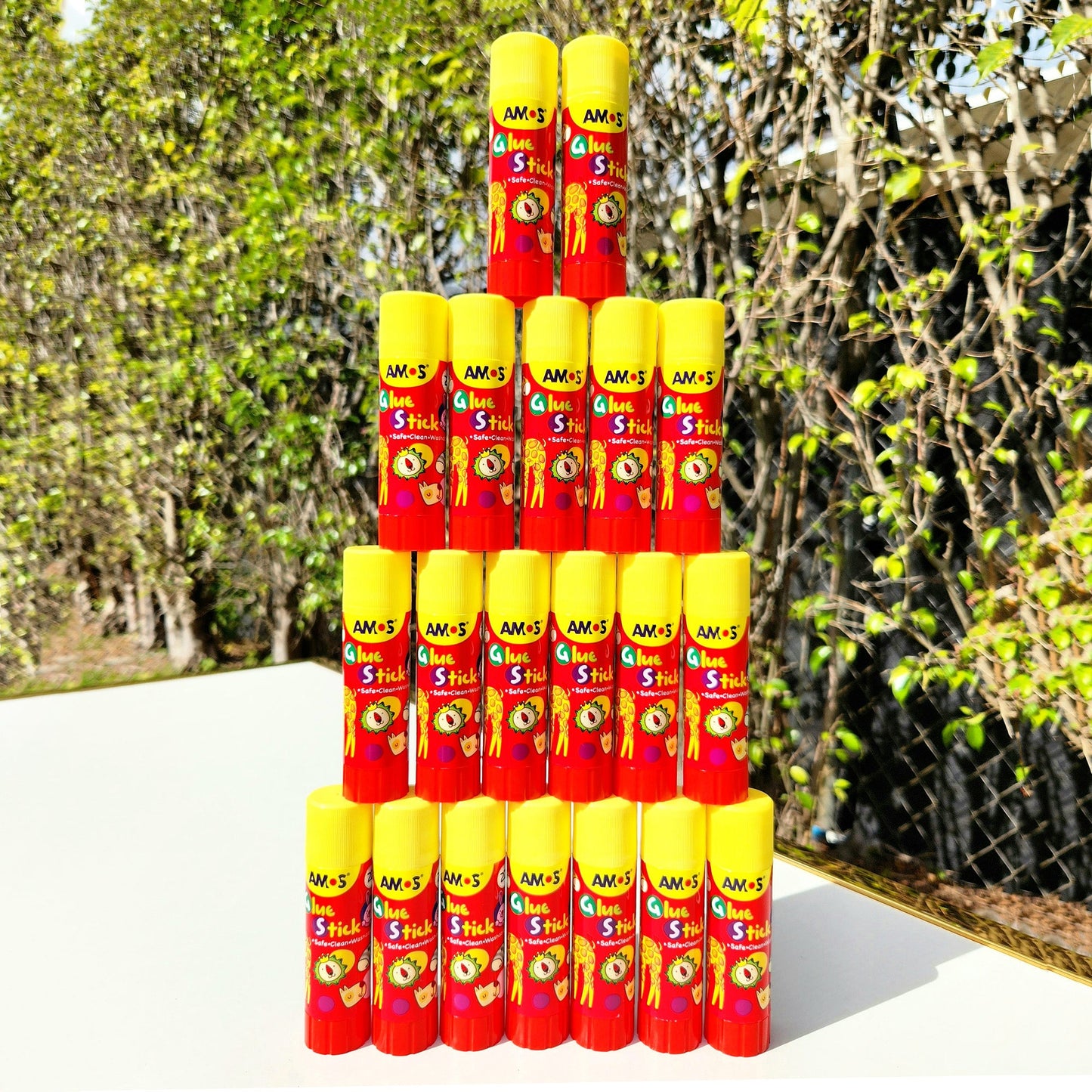 AMOS Korea GLUE STICK PVP WHITE Kid's design 22 gr Set of 20 pcs in Display Box - Washable, Non-Toxic, Acid-Free