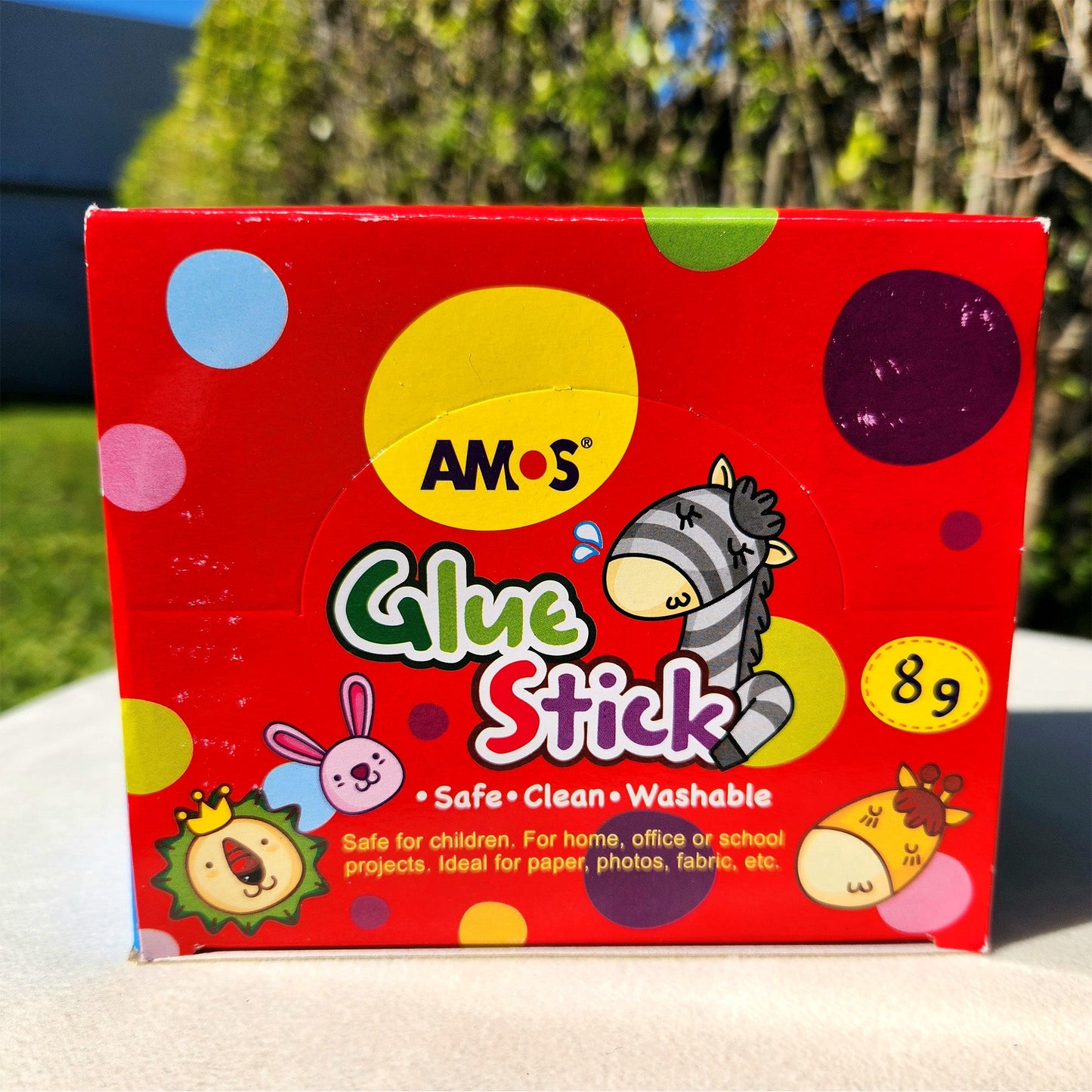 AMOS Korea GLUE STICK PVP WHITE Kid's design 8 gr Set of 30 pcs in Display Box - Washable, Non-Toxic, Acid-Free