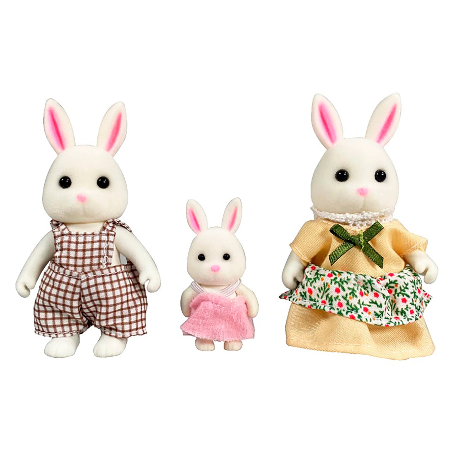 OLEOCA Family Children's Dollhouse Playset of 3 Dressed White Rabbit Miniature Doll Figure