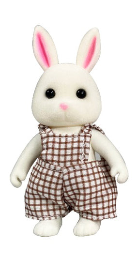OLEOCA Family Children's Dollhouse Playset of 3 Dressed White Rabbit Miniature Doll Figure