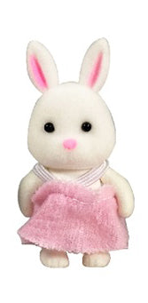 OLEOCA Family Children's Dollhouse Playset of 3 Dressed White Rabbit Miniature Doll Figure