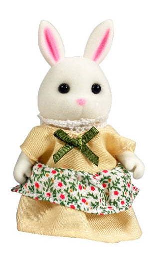 OLEOCA Family Children's Dollhouse Playset of 3 Dressed White Rabbit Miniature Doll Figure