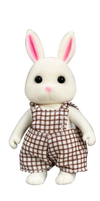 OLEOCA Family Children's Dollhouse Playset of 2 Dressed White Rabbit Miniature Doll Figure