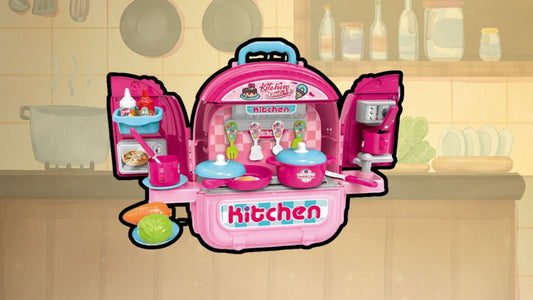 OLEOCA Children's 3 in 1 Portable Kitchen Playset