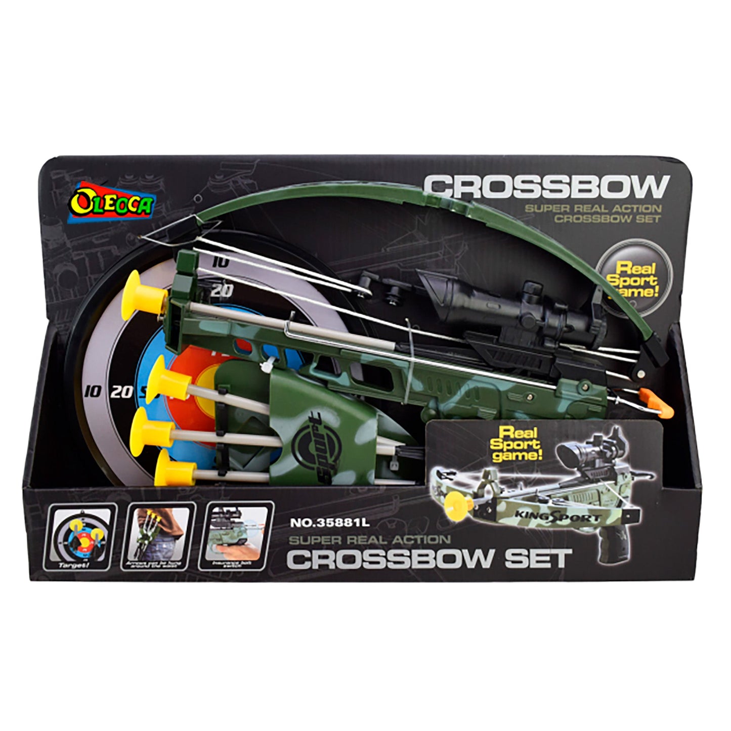 OLEOCA Children's Super Real Action Crossbow Set With Infrared, Target and Soft Arrows, Indoor and Outdoor
