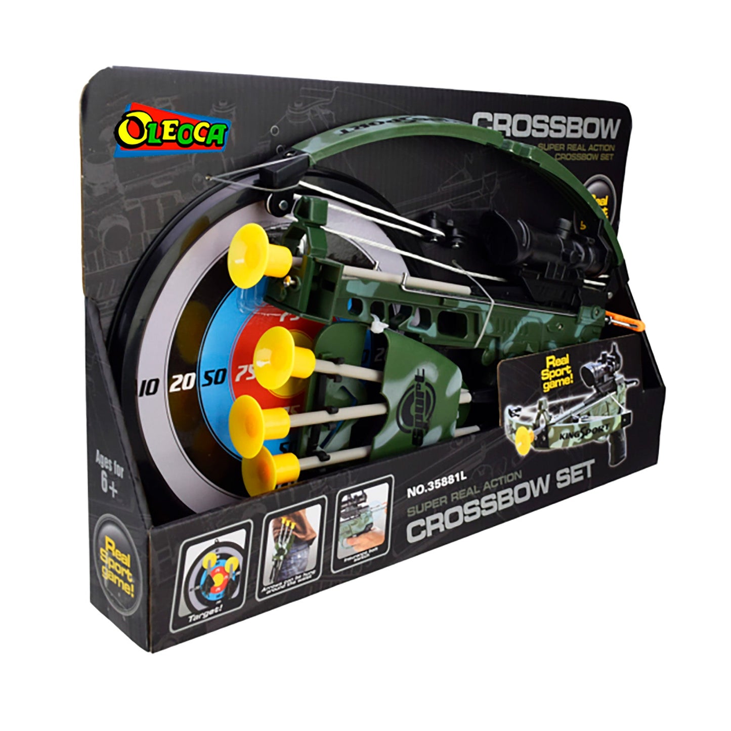 OLEOCA Children's Super Real Action Crossbow Set With Infrared, Target and Soft Arrows, Indoor and Outdoor