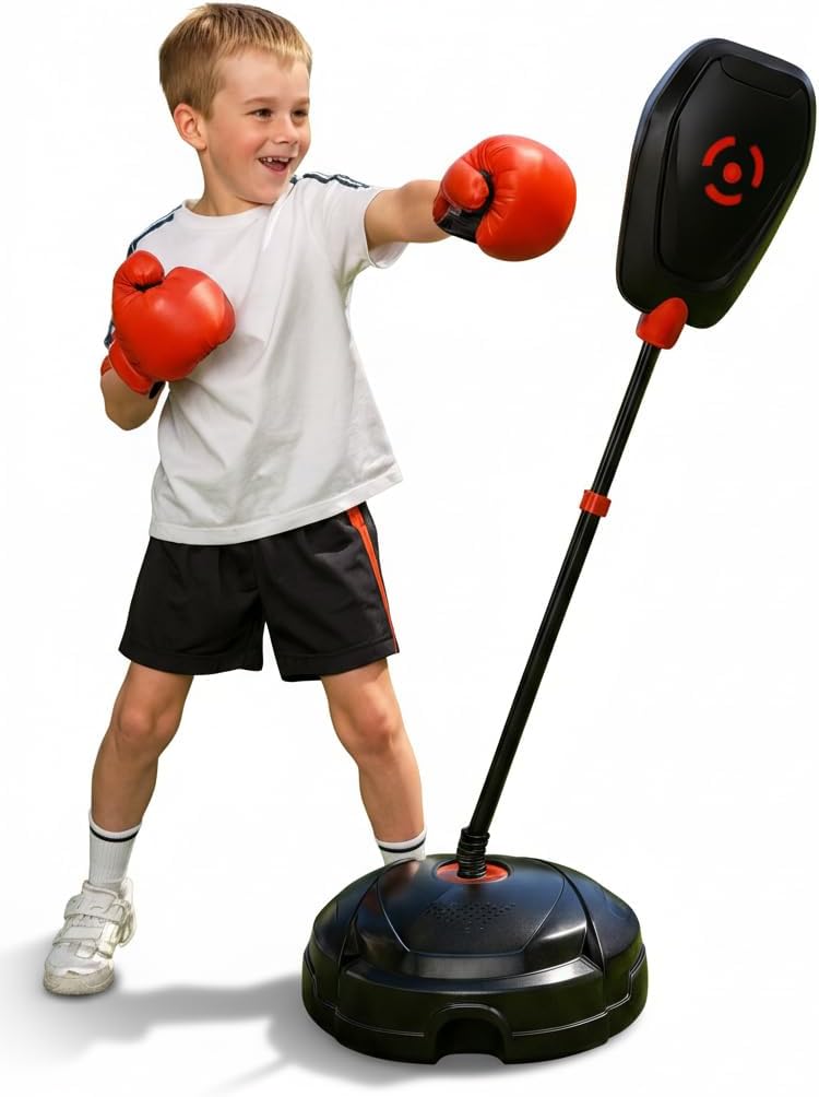 Punching Bag for Kids – Adjustable Boxing Bag with Stand & Gloves, Adjustable Height, Fun Training & Indoor/Outdoor Active Play, Durable Base – Kids Boxing Set for Ages 5+ OleocaToys