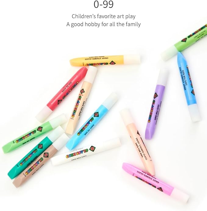 AMOS Sun Deco Window Art — 10.5 ml x 6 Colors — 6 Small Suncatchers for Kids (Princess), DIY Painting Craft Kit OleocaToys