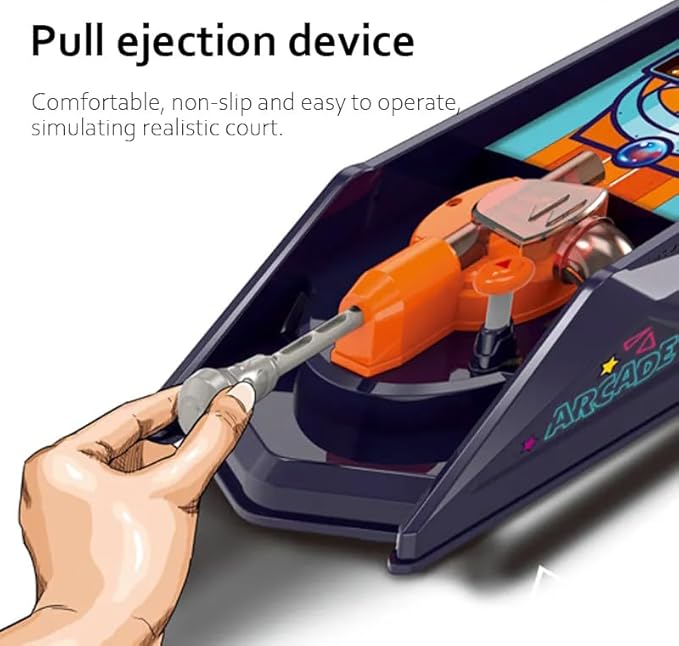 Alley Ball Game — Electronic Roll & Score Tabletop Arcade, Auto Scoring with Lights & Sound, Pull-Handle Launcher — 1-2 Players, Mini Arcade Game for Kids OleocaToys