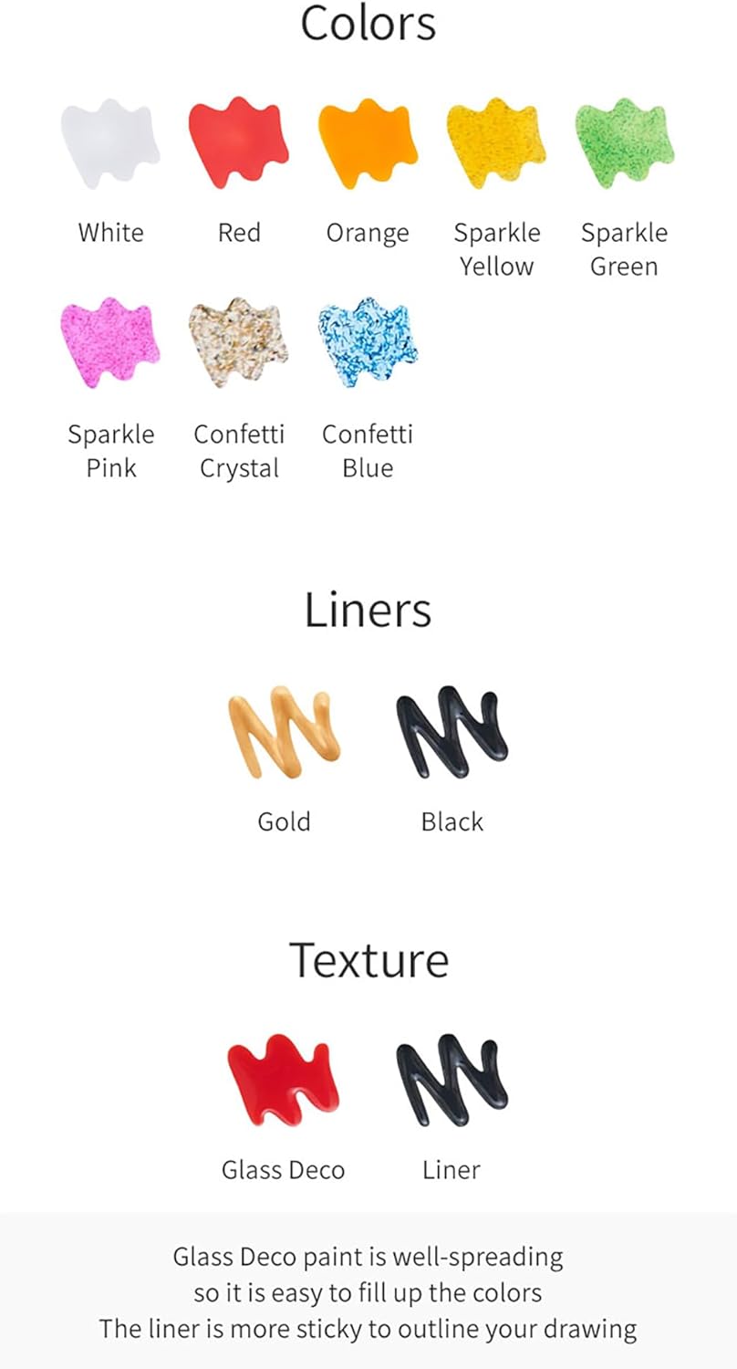 AMOS Glass Deco Ice Jewelry Making Kit for Kids — 10.5 ml x 8 Colors — Black & Gold Liners, 2 Vinyl Sheets & Templates, 5 Rings & 3 Bracelets, Make Your Own Jewelry OleocaToys