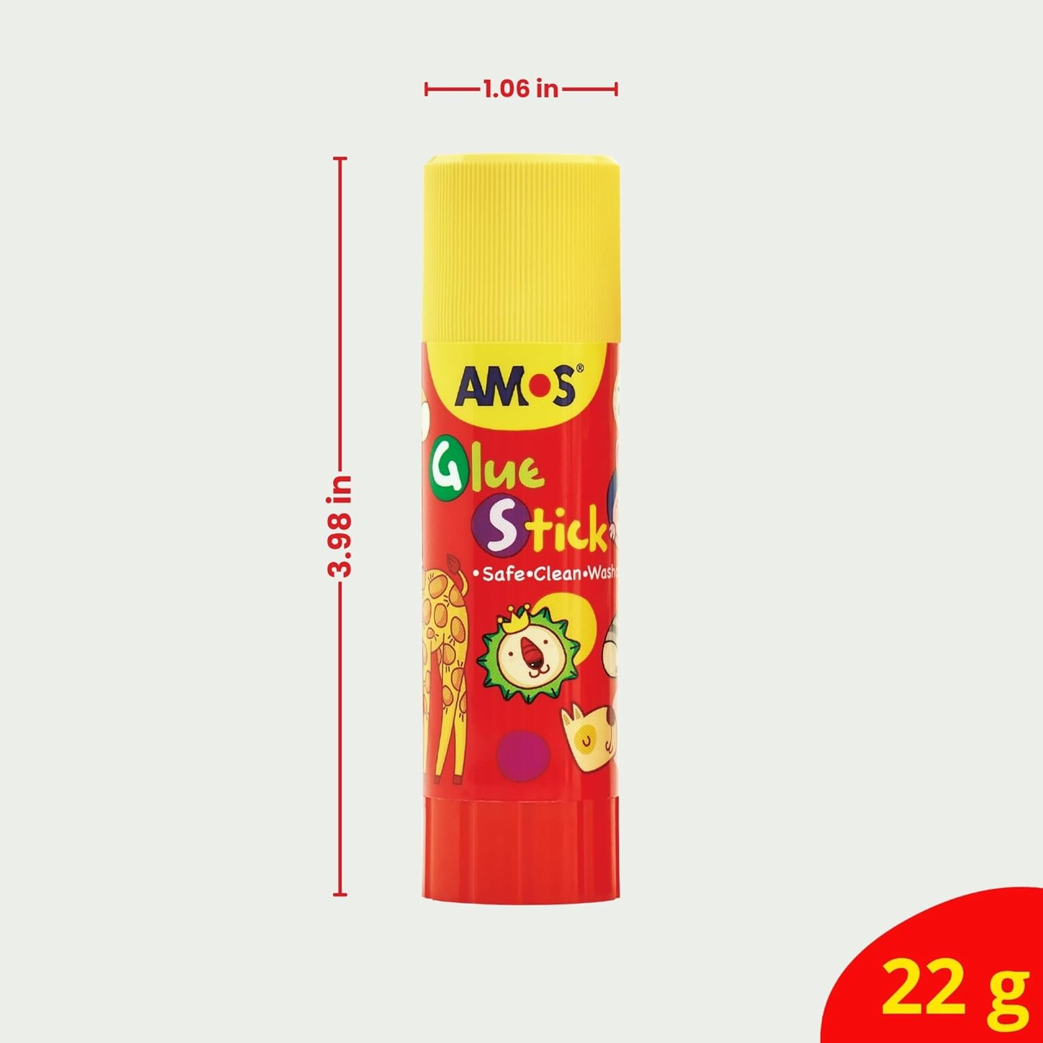 AMOS Glue Sticks — 22 g (0.78 oz), 20 Sticks in Display Box, Kid’s Design for Classroom, Home & Crafts — Washable, Non-Toxic, Acid-Free OleocaToys
