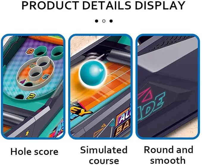 Alley Ball Game — Electronic Roll & Score Tabletop Arcade, Auto Scoring with Lights & Sound, Pull-Handle Launcher — 1-2 Players, Mini Arcade Game for Kids OleocaToys