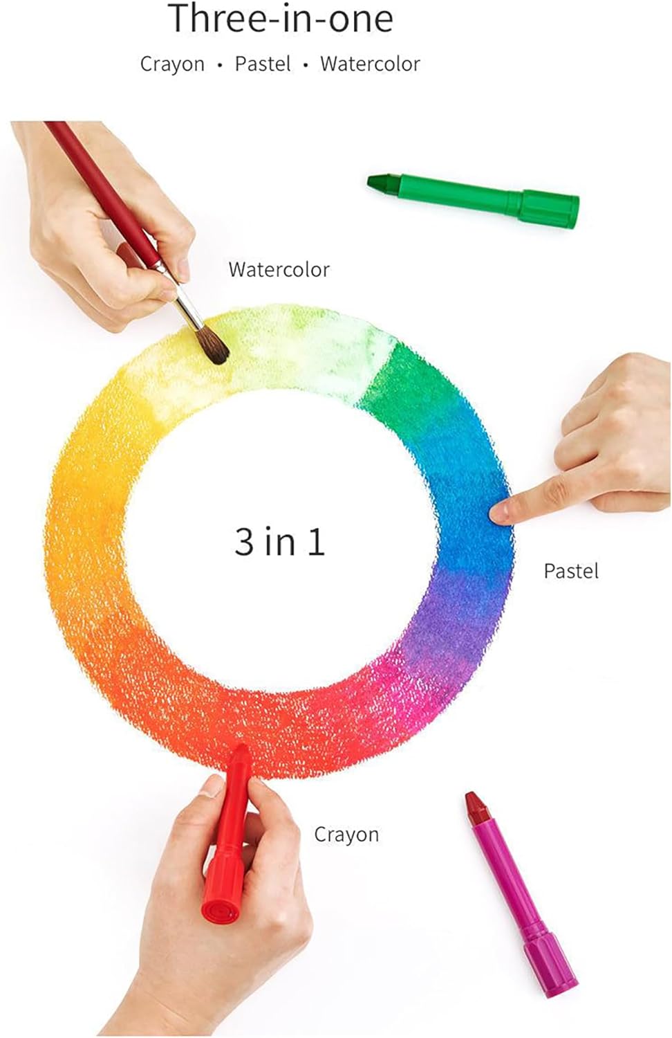 COLORIX Twistable Crayons — 3 in 1 Gel Crayons, Pastel & Watercolor with Twist-Up Design, 12 Count, Soft Texture, Non Toxic, Easy Grip Coloring Supplies for Kids, Preschool & Travel OleocaToys