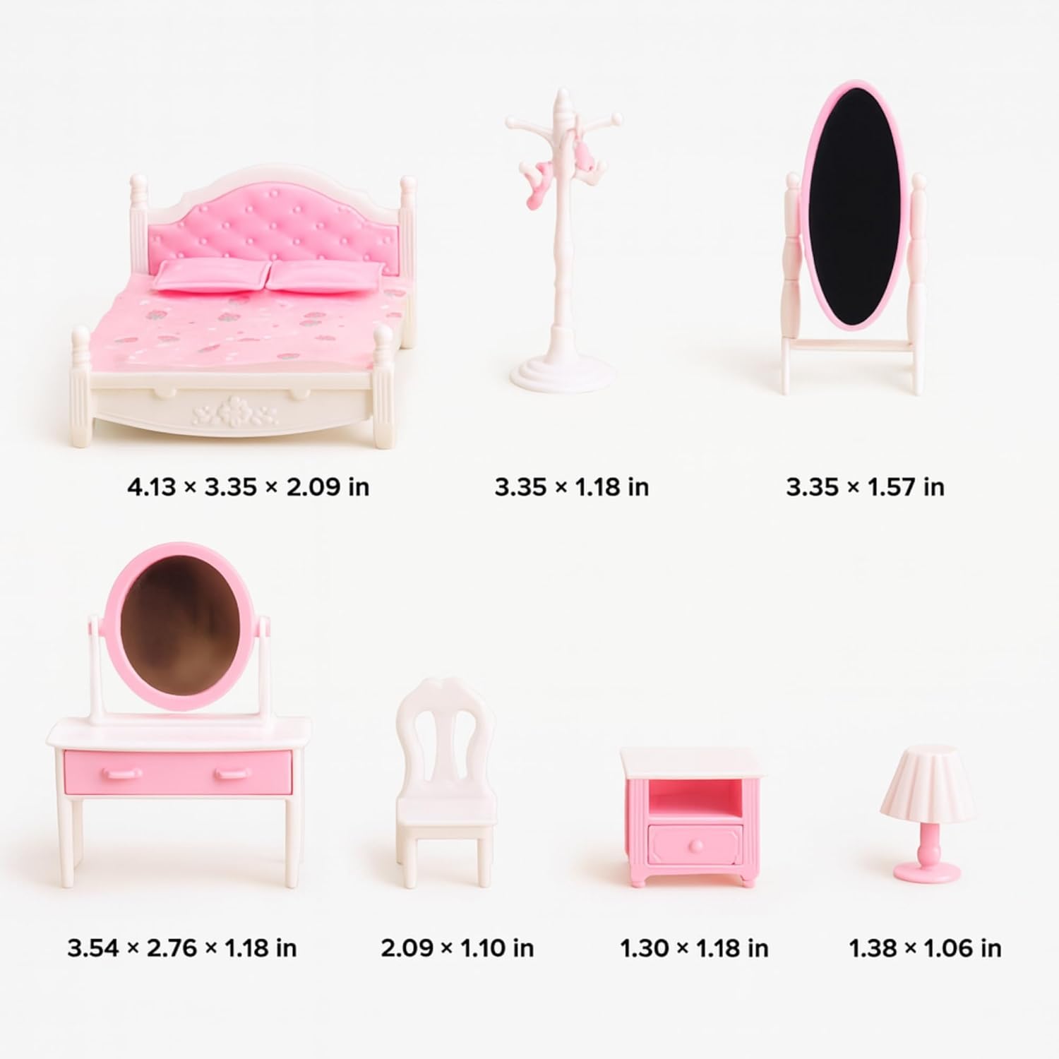 Family Bedroom Doll House — Cozy Cabin with Bunny Figure, Bed, Vanity & Accessories, Complete Modular Dollhouse Playset for Creative Pretend Play Ages 3+ OleocaToys