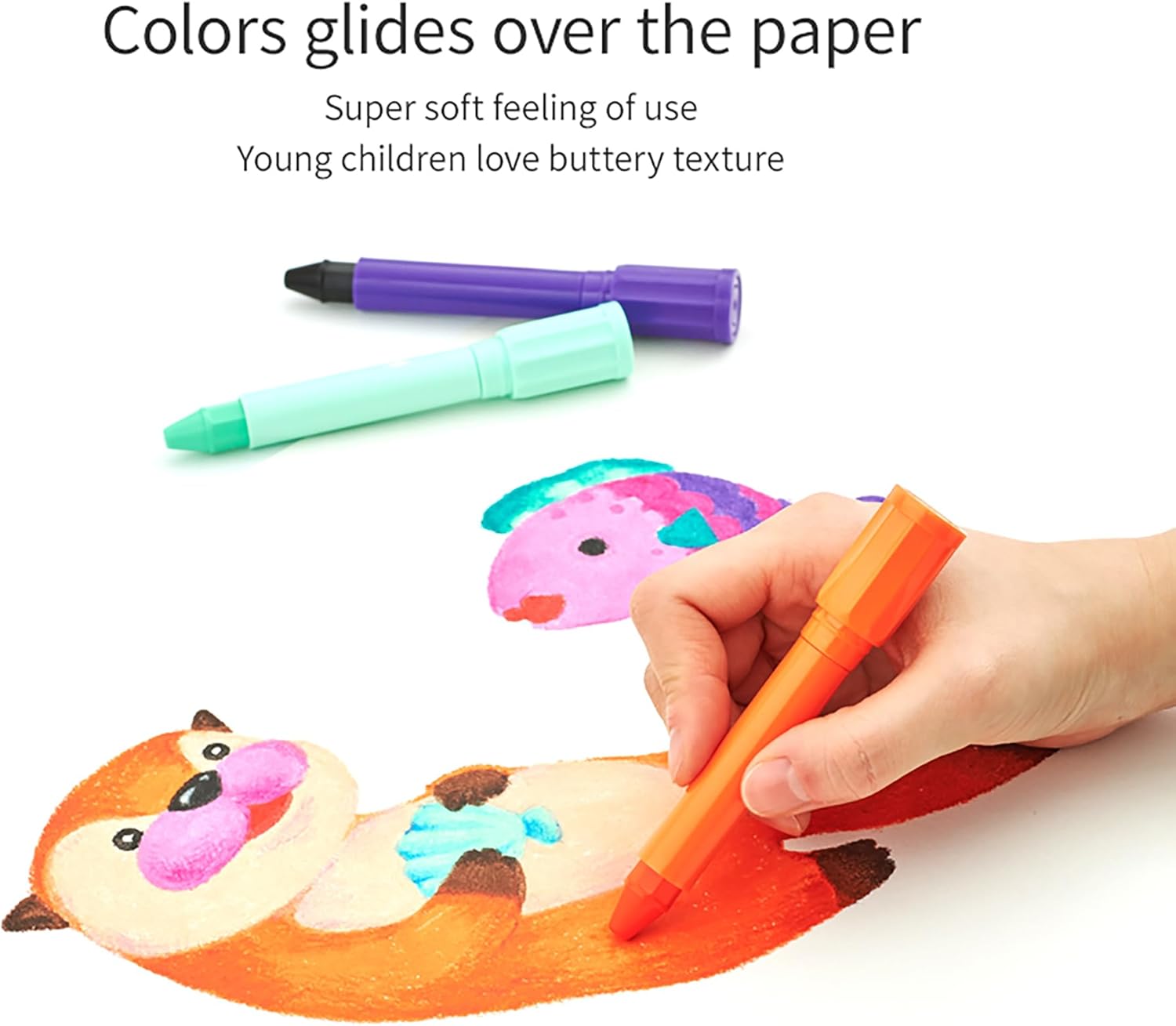 COLORIX Twistable Crayons — 3 in 1 Gel Crayons, Pastel & Watercolor with Twist-Up Design, 12 Count, Soft Texture, Non Toxic, Easy Grip Coloring Supplies for Kids, Preschool & Travel OleocaToys