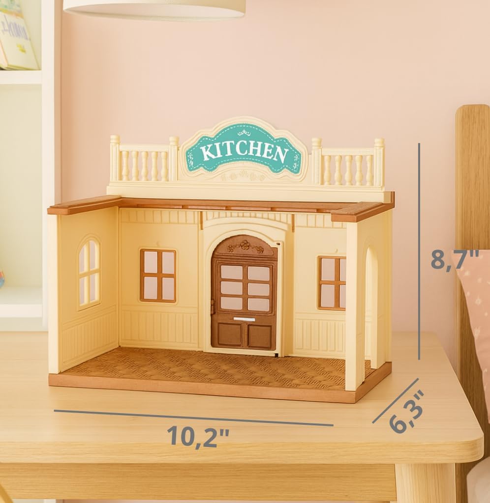 Family Kitchen Doll House — Cozy Cabin with Bunny Figure, Dining Set & Cookware, Complete Modular Dollhouse Playset for Creative Pretend Play Ages 3+ OleocaToys