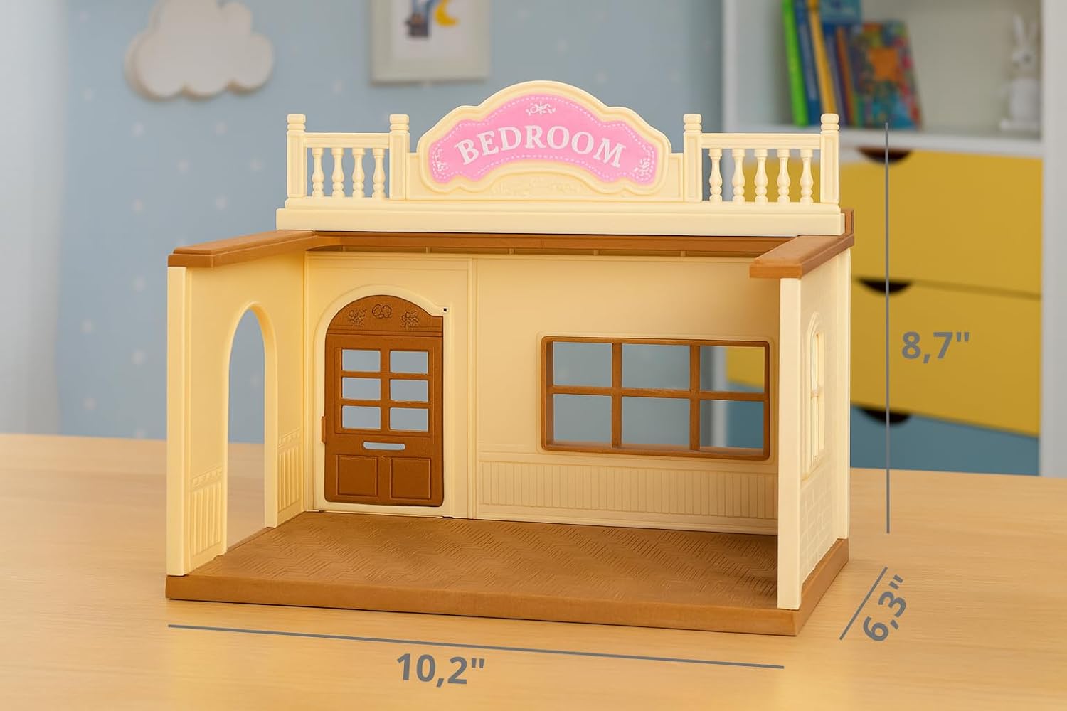 Family Bedroom Doll House — Cozy Cabin with Bunny Figure, Bed, Vanity & Accessories, Complete Modular Dollhouse Playset for Creative Pretend Play Ages 3+ OleocaToys