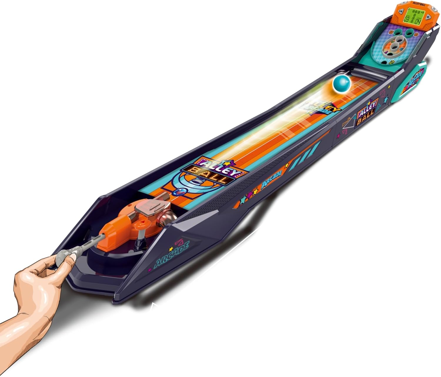 Bowling Game — Electronic Tabletop Arcade Game with LCD Auto Scoring, Lights & Sound, Spring-Loaded Launcher & 1-2 Player Modes — Mini Bowling Set for Kids OleocaToys