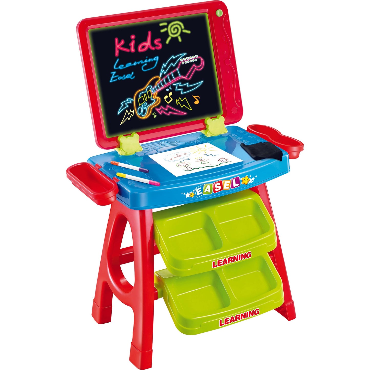OLEOCA Children's Educational Drawing Toy Easel 3 in 1 - Painting Learning Desk/Table - Board LED light