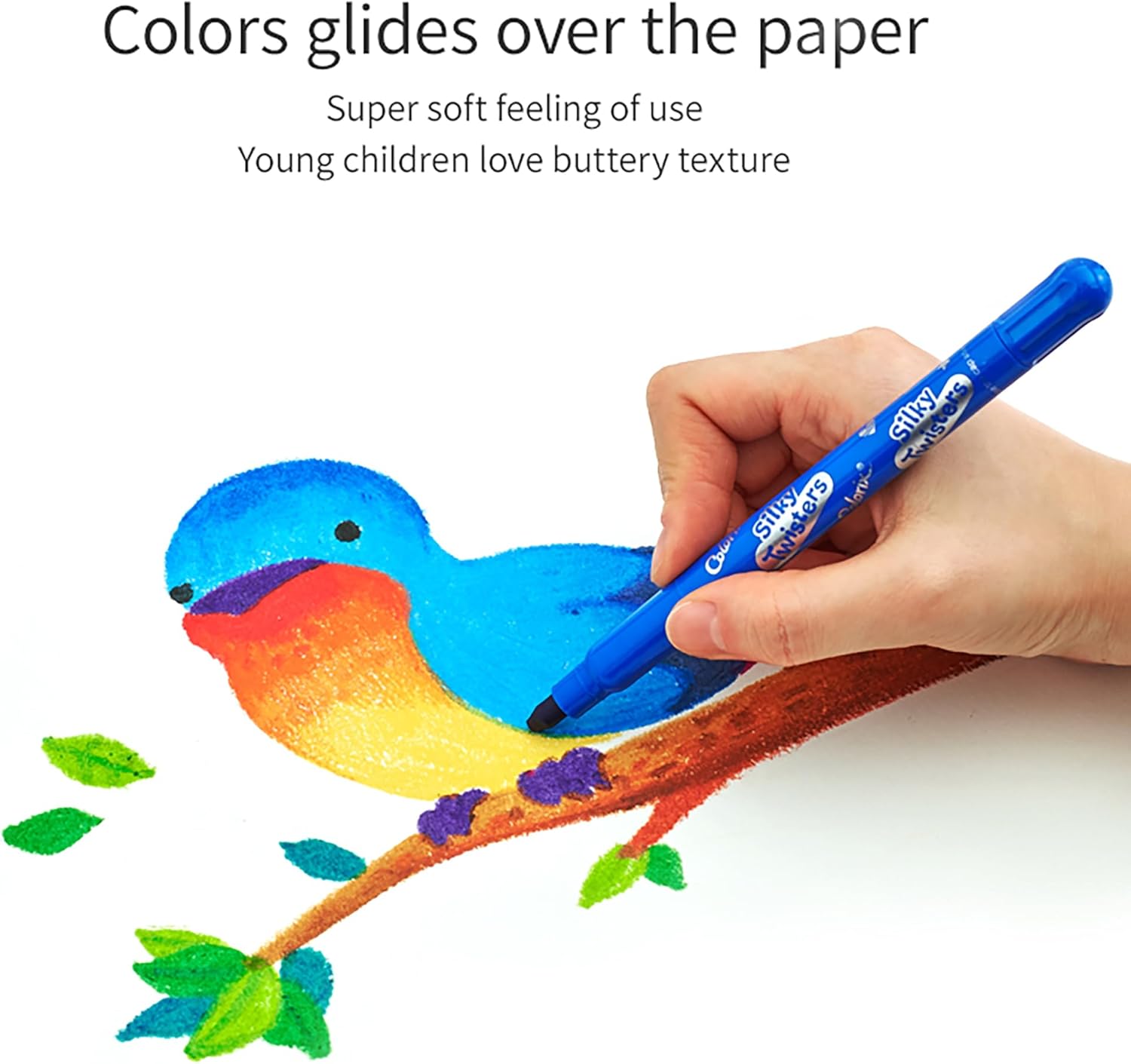 COLORIX Twistable Crayons – 12 Silky Gel Crayons for Kids, Non Toxic, Twist Up, Easy to Hold, Mess-Free Drawing for Travel, Arts & Crafts, Creative School Supplies OleocaToys