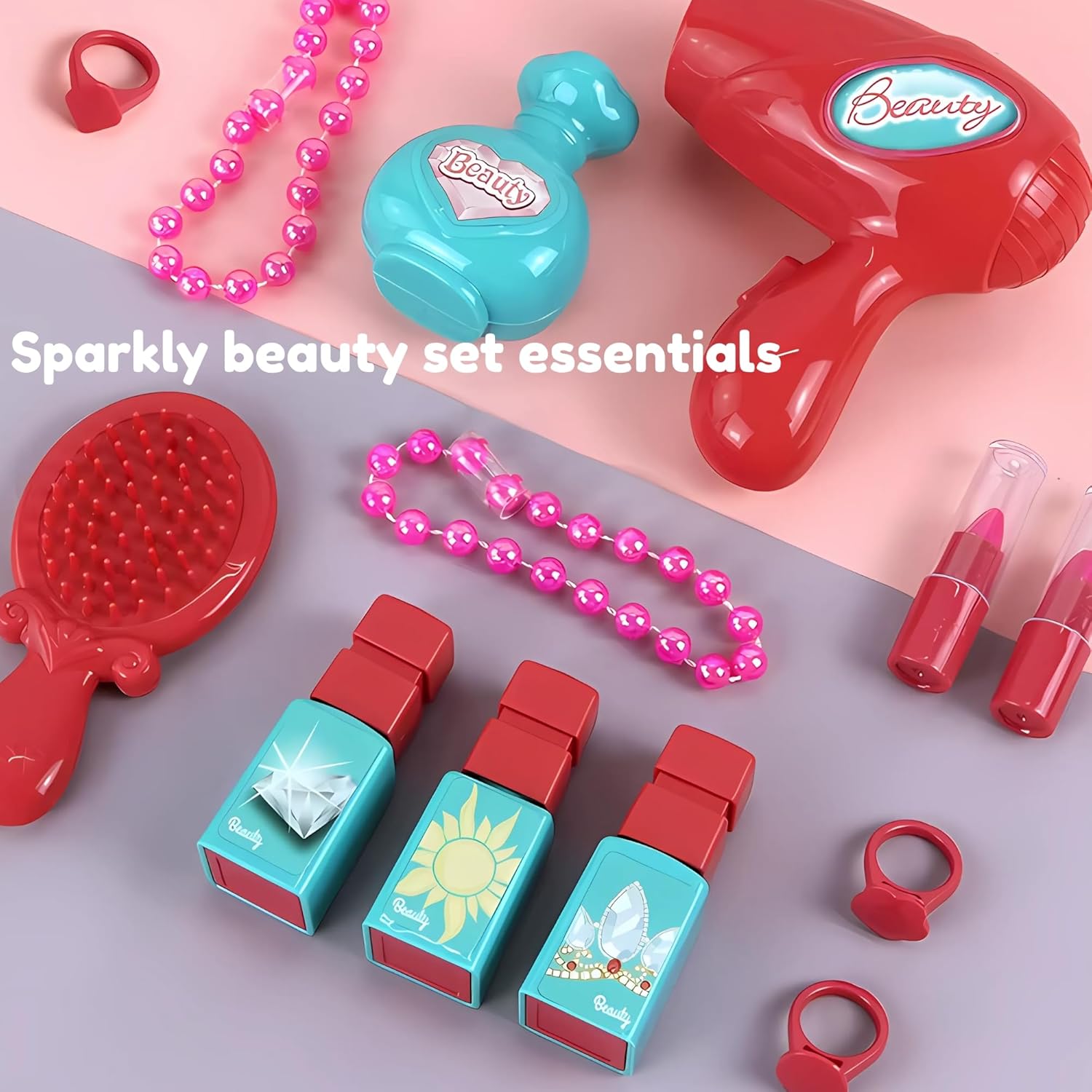 Kids Vanity Set — 3 in 1 Suitcase, Table & Vanity Mirror Playset with Pretend Makeup, Accessories for Role Play, Travel & Gifts for Girls Ages 3+ OleocaToys