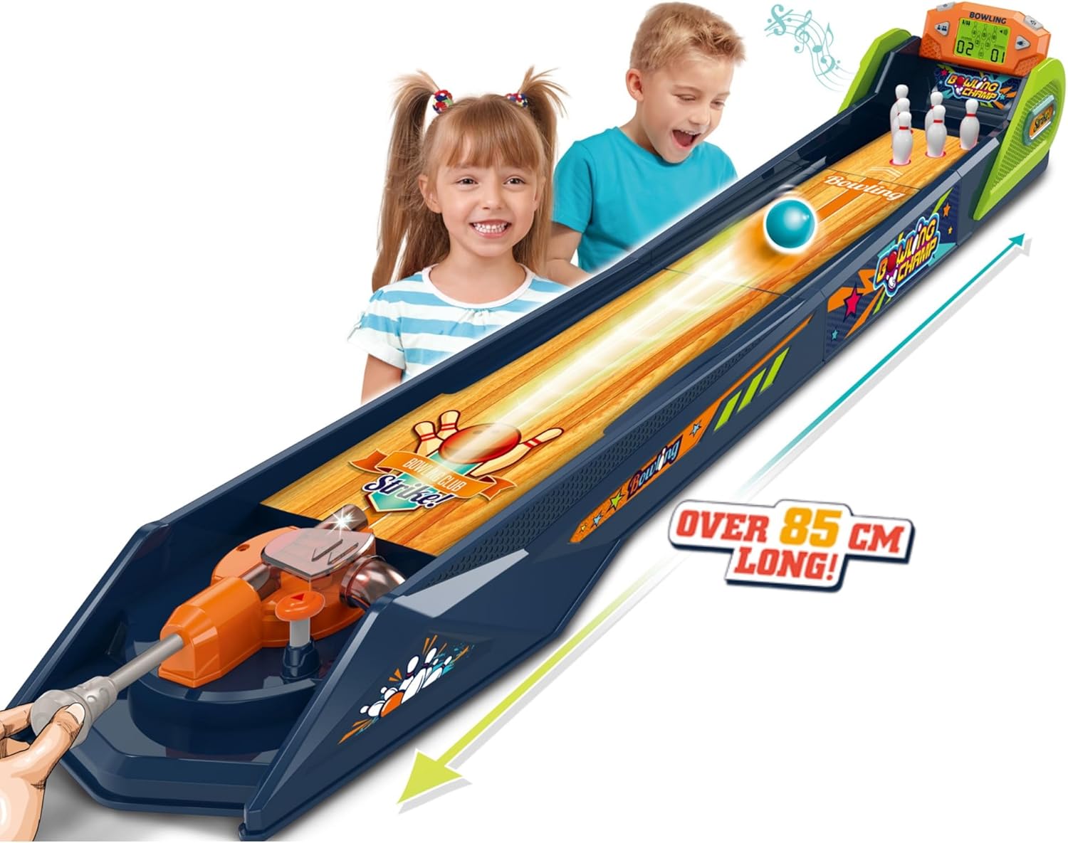 Bowling Game — Electronic Tabletop Arcade Game with LCD Auto Scoring, Lights & Sound, Spring-Loaded Launcher & 1-2 Player Modes — Mini Bowling Set for Kids OleocaToys