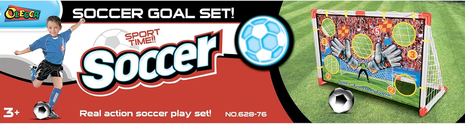Kids Soccer Goal – 2 in 1 Soccer Goal with Target Net, Portable Soccer Goals for Backyard & Indoor Play, Small Soccer Goals 4' x 2.4' ft – Toddler Fun Training Set for with Ball Ages 3+ OleocaToys