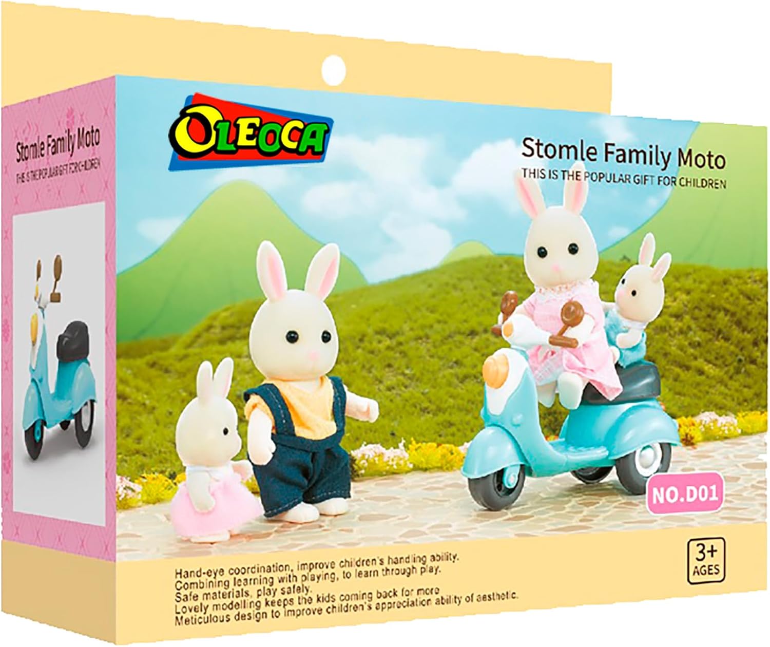 Family Scooter Toy — Mini Scooter with Rolling Wheels, Compatible with Dollhouse Figures, Pretend Play Toy Vehicle for Mini World Play, Gift for Kids Ages 3+ OleocaToys