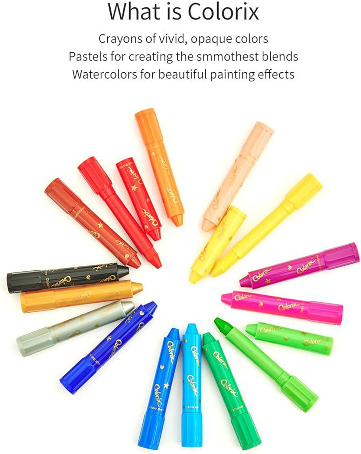 COLORIX Twistable Crayons — 3 in 1 Gel Crayons, Pastel & Watercolor with Twist-Up Design, 12 Count, Soft Texture, Non Toxic, Easy Grip Coloring Supplies for Kids, Preschool & Travel OleocaToys